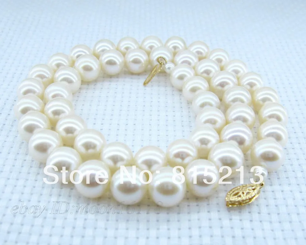 

ddh001113 White 8.5-9.5mm AAA+ Grade Round Akoya Pearl Necklace 17" Solid 14k Yellow Gold