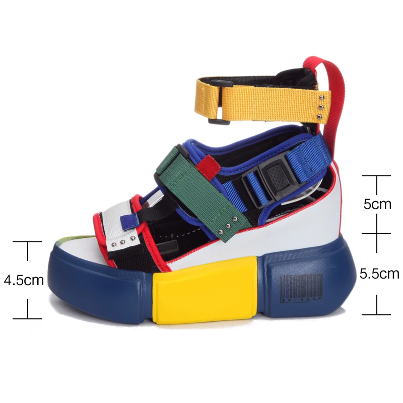 SWYIVY platform sandals for woman 2019 new blue wedge high heel chunky sandals shoes summer female casual shoes ankle hook loop SWYIVY platform sandals for woman 2019 new blue wedge high heel chunky sandals shoes summer female casual shoes ankle hook loop