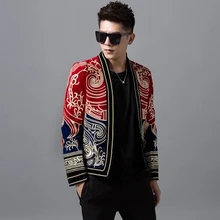 Настоящие мужские средневековые красные и темно-синие с золотой вышивкой винтажные U.K ветер события/короткий смокинг куртка/сценическое представление/Азия Размер