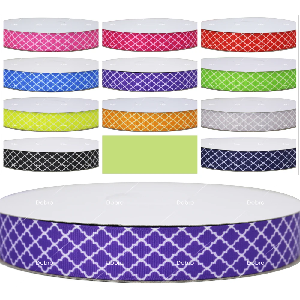 11 вариантов однотонных узоров Quatrefoil печатные ленты для волос DIY Craft Party Decos