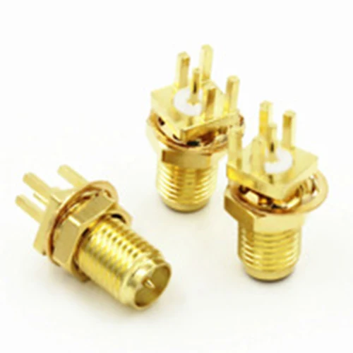 

10pcs/lot RP-SMA Female (Male Pin) Plug Nut Solder 11cm PCB Edge Mount RF Connector