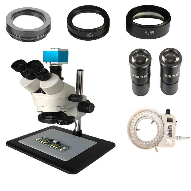 

16MP Video HDMI digital microscope camera 3.5X-90X simul-focal industrial Trinocular stereo microscope soldering iron heat mat