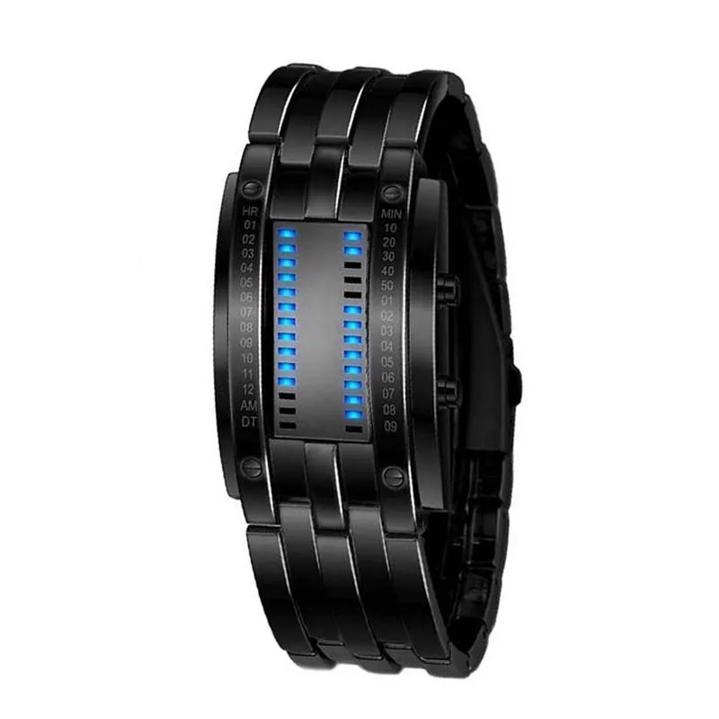 

Technology Binary Watch Stainless Steel Date Digital LED Bracelet Sport Watches montre femme