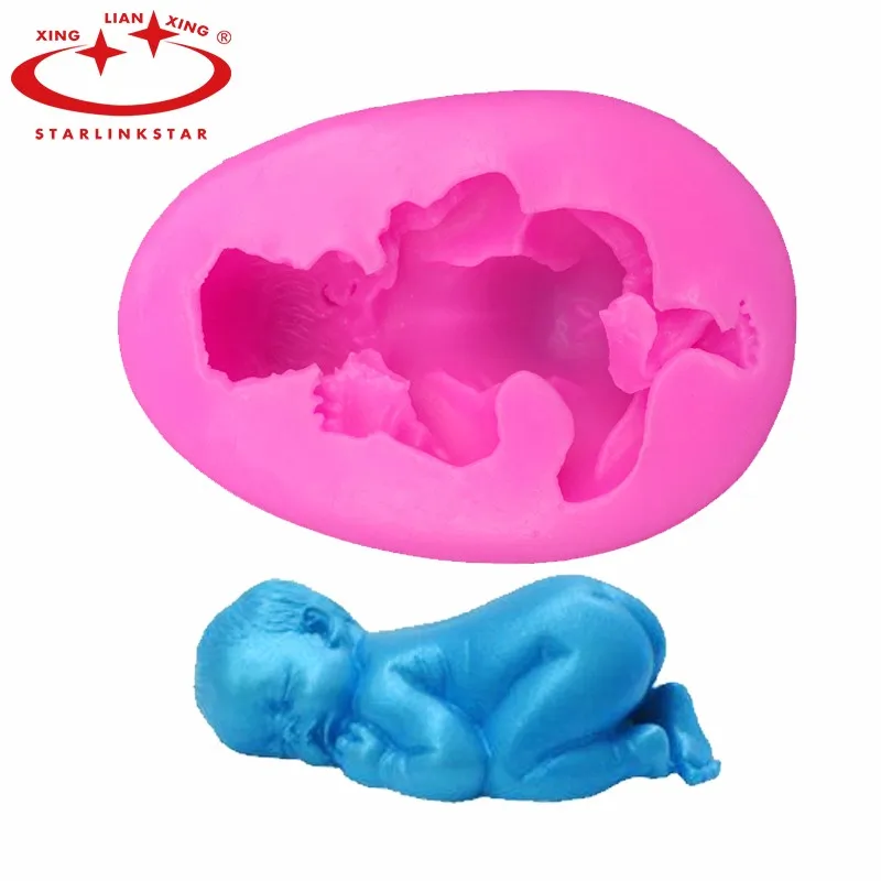 M046-Hot-sale-Cute-Sleeping-Baby-Shape-silicone-Cake-Mold-3D-Fondant-Bakeware-Cake-Baking-Tools
