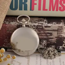 Серебряные карманные часы римские Кварцевые часы ожерелье подвеска цепочка гладкие карманные часы в стиле «стимпанк» ожерелье подарок