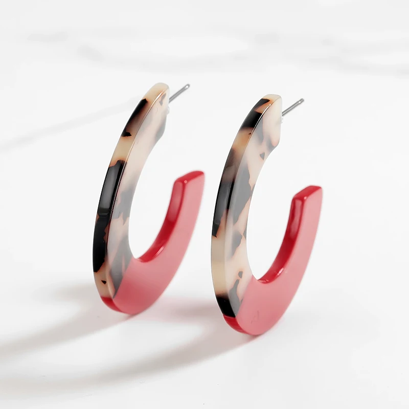 

New Tortoiseshell Leopard C Splice Hoop Earrings for Women Acrylic Resin Earrings Hoops Jewelry Pendientes Aros Mujer Moda 2019