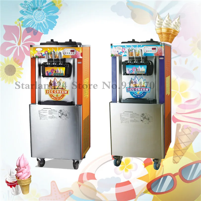 Машина для мягкого мороженого, оборудование для коммерческого мороженого, 3 вкуса, машина для мороженого, 22~ 25 литров/ч, 220 В, Одобрено CE
