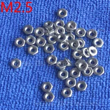 M2.5 1pcs 304 stainless steel hex nuts 2.5mm Silvery hexagon nut A2-70 nuts against rusting No rust durable General accessories