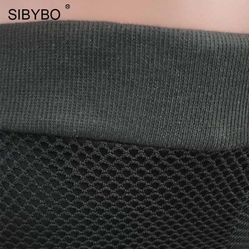 Женский комплект из двух предметов Sibybo топа и штанов с вырезами сеткой в виде