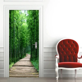 

Creative 3D Door Sticker DIY Home Decor Self-Adhesive Wallpaper Bamboo Forest Small Road Bedroom Door Renovation Photo Mural 3D