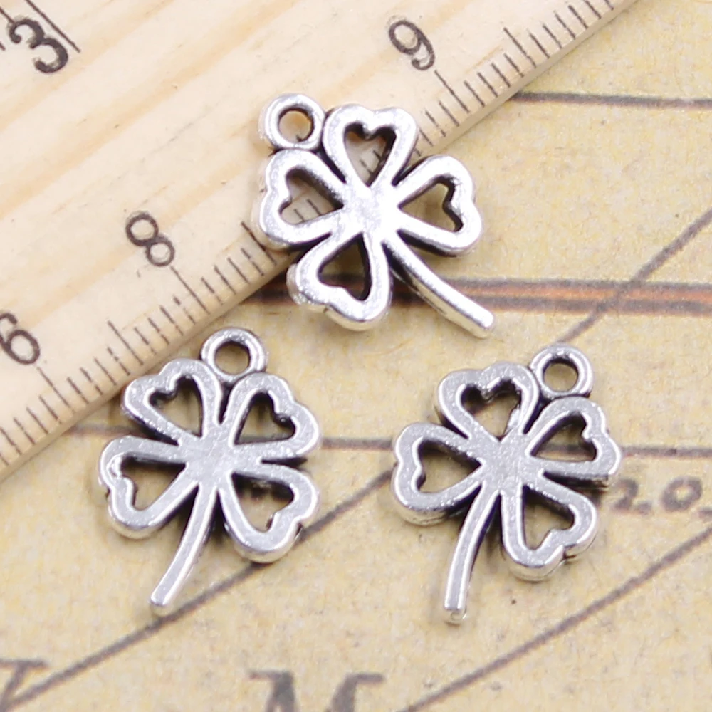 20pcs Charms Lucky Irish Four Leaf Clover 18x12mm Tibetan Silver Color Pendants Antique Jewelry Making DIY Handmade Craft | Украшения и