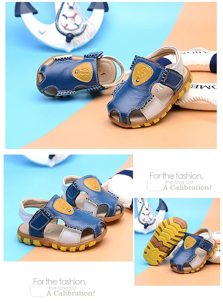 Обувь для мальчиков Лето Пояса из натуральной кожи сандалии baotou милые детские сандалии Босоножки с закрытой пяткой