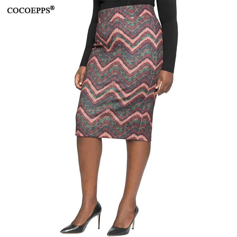 

COCOEPPS Plus Size Skirts Women Big Size Pencil Skirts Women High Waist Vintage Elegant Bodycon Autumn 2019 Large Size Shirt