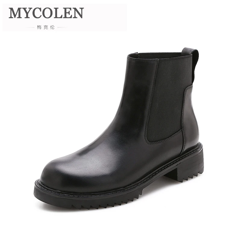 

MYCOLEN 2019 new Fashion Ankle Boots Women Hot Skid-Proof Chunky Round Toe Shoes Woman Autumn Winter Woman Chelsea Boot