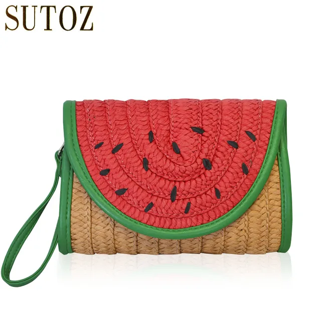 Fashion Watermelon Straw Bags Woman Knitting Handbags For Lady Fashion Watermelon Straw Bags Woman Knitting Handbags For Lady Bohemian Clutch Purse Pouch Handbag Beach