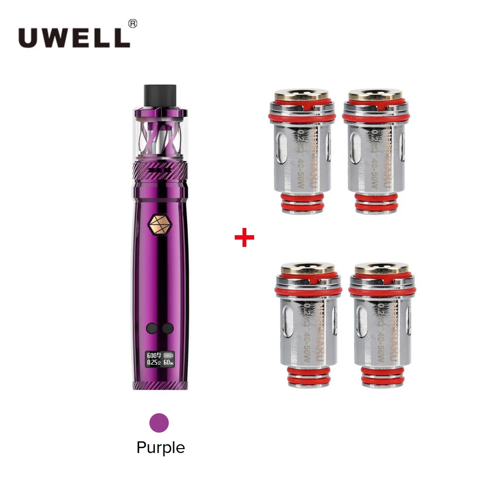 Uwell Nunchaku комплект и 5 мл танк распылитель uwell nunchako катушка электронная сигарета большое облако 80 Вт низкая мощность Vape танк - Цвет: Фиолетовый