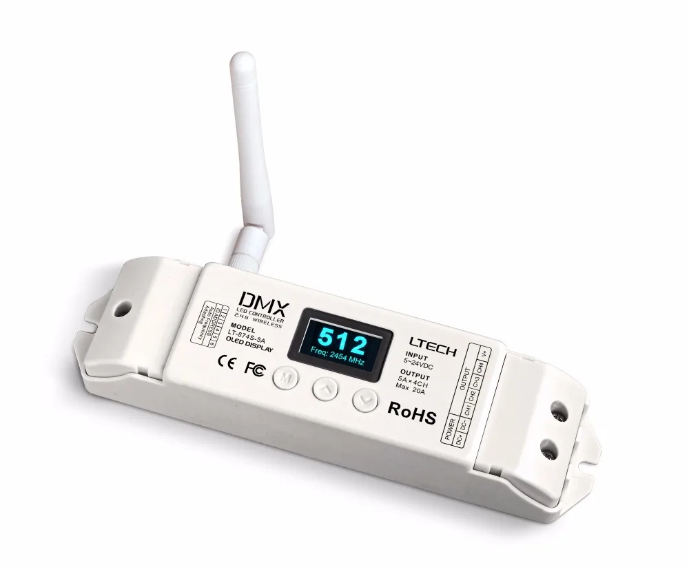 

LT-874S-5A;4CH CV DMX decoder with OLED display,to work with LT-870S
