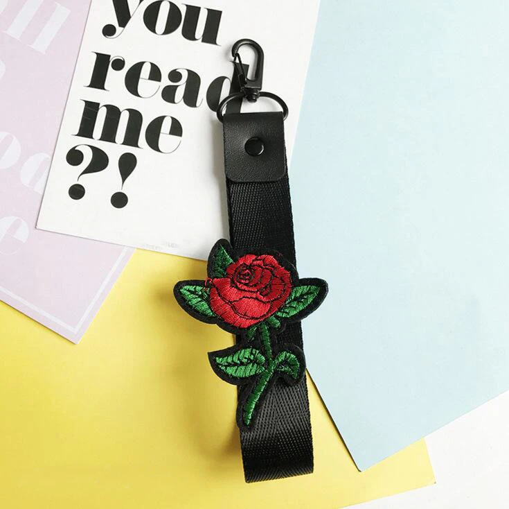 Модный красная роза ремешок для запястья брелок с изображением колибри ремешок на шею брелок цветок мобильный телефон ремни- SWK