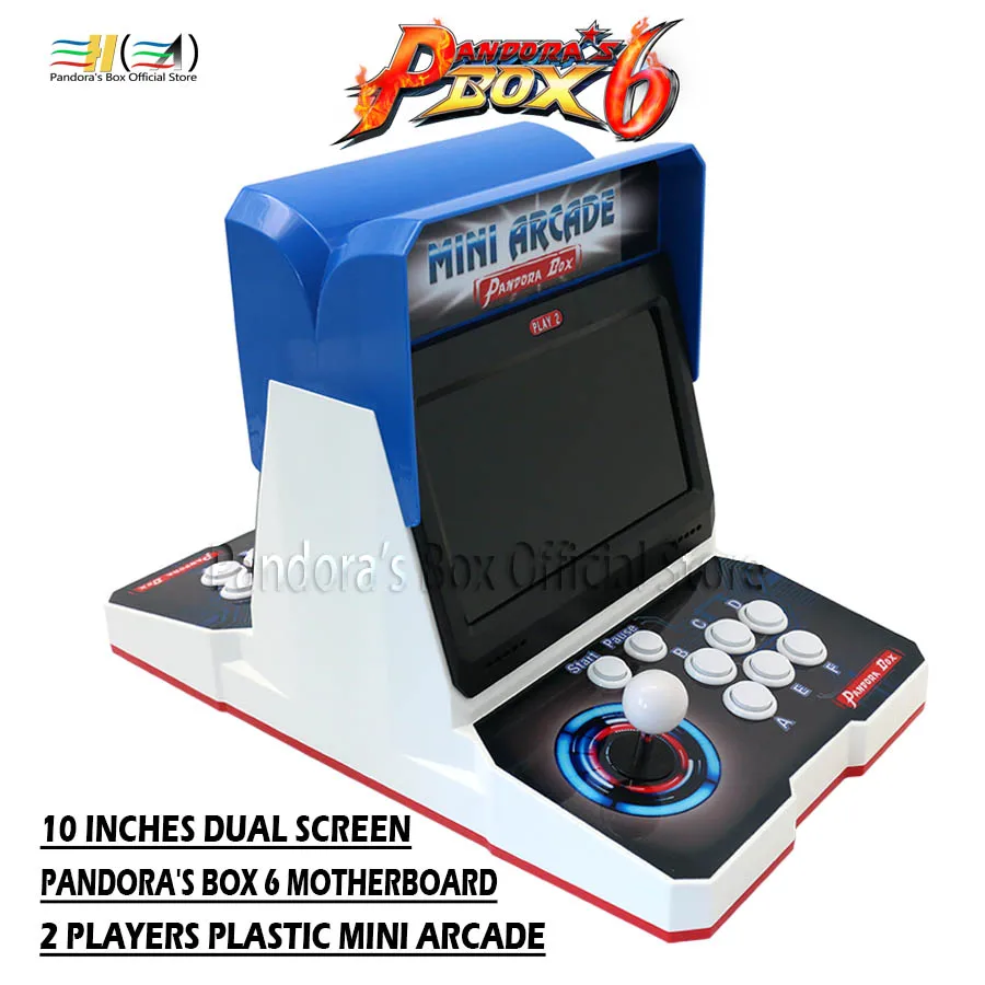 

2019 Pandora's Box 6 plastic mini arcade machine bartop arcade 2 player 10 inches dual screen support 3d tekken Mortal Kombat