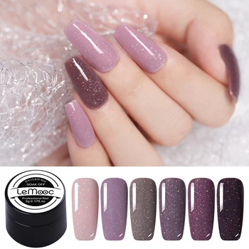 

LEMOOC 5ml Gel Nail Polish Purple Pink Gray Colorful Shining Sequins Long Lasting Shiny Soak Off Nail Art UV Gel Varnish