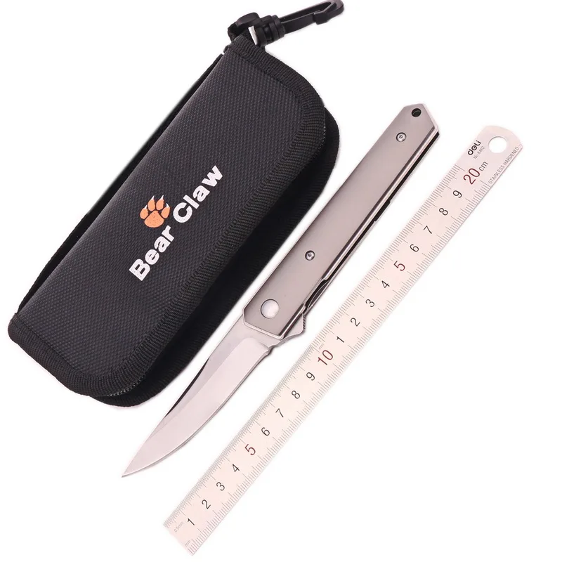 

bear claw Kwaiken Flipper Carbon Bearings Flipper Folding D2 Blades Titanium Carbon Fiber Handles Camping Hunting EDC Tools