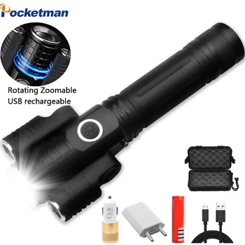 

Powerful Deformable LED Flashlight Super bright Torch 1T6+2XPE Zoomable 4modes Powered by 18650 battery For camping outdoor