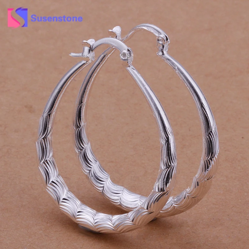 

susenstone 2018 New Arrival Silver Earings Small Oval Rhombus Earrings for Women Freeshipping