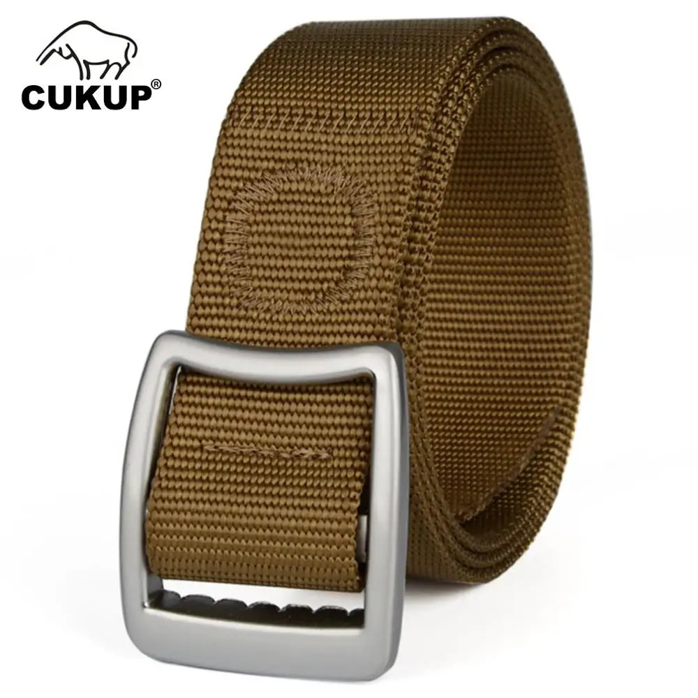 

CUKUP Mens Fashion Anti Allergy Buckles Metal Belts Quality Outdoor Nylon Jeans Accessories 3.8cm Wide Belt for Men CBCK084