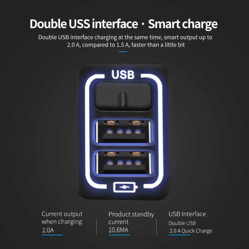 Автомобильное USB зарядное устройство Быстрая зарядка 2.0A 220 V 2 порта USB2.0 для iphone Micro usb type C Зарядка телефона для Fortuner