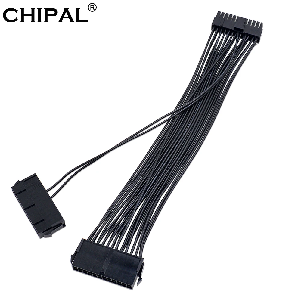 CHIPAL 30 см двойной блок питания кабель удлинитель ATX 20 + 4 24Pin источник синхронизация