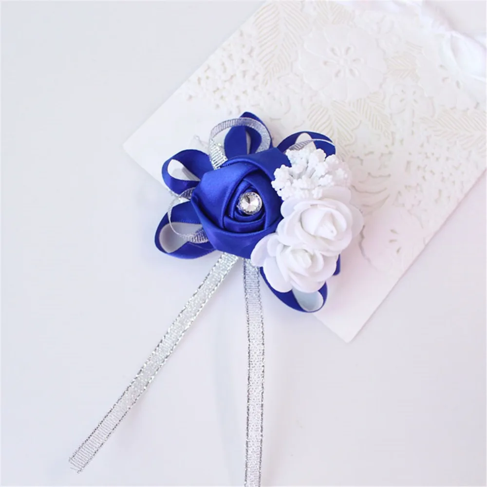 

YO CHO Bride Wedding Wrist Boutonniere Handmade Artificial Silk Corsages Bridesmaids Bracelet Prom Party Wrist Flowers