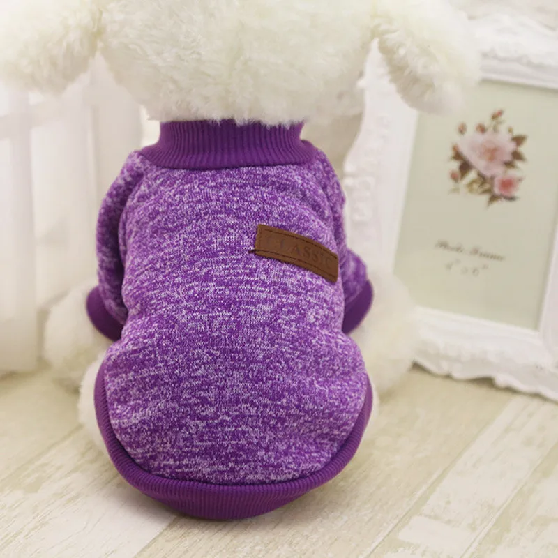 8 цветов, Классический свитер для собак, щенков, флисовый свитер, одежда, теплый зимний свитер, одежда для собак, blusas para perro - Цвет: Purple