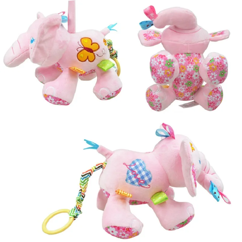 Sozzy Baby Plush Toys multifunction Pink Blue Elephant Pull Two Cars