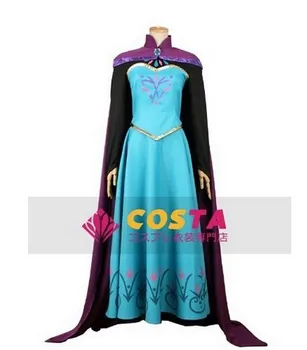 

Women Elsa Princess Cosplay Dress Adult Halloween And Party Dress fantasia New Elsa Queen Costumes with free crown