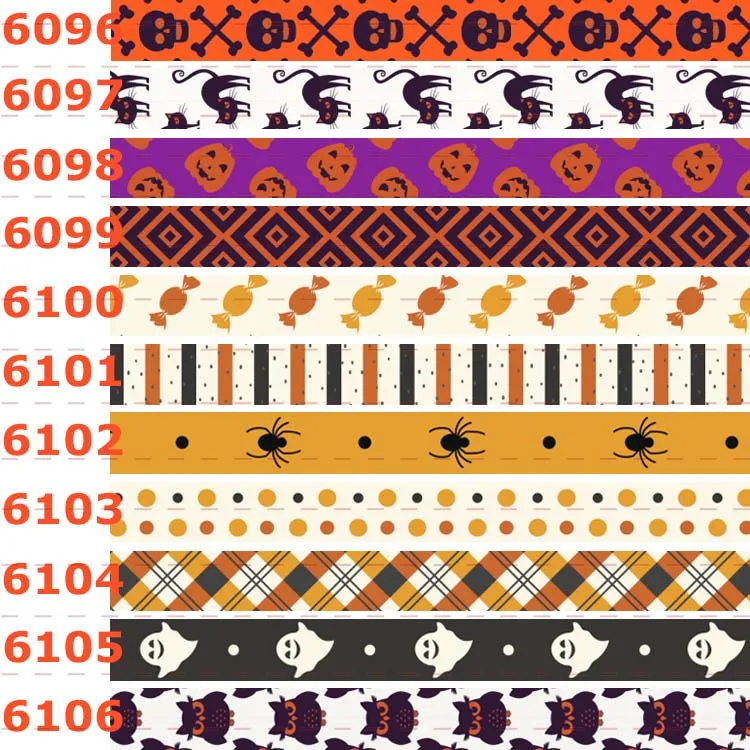 

New 50 yards happy halloween ribbon pumpkin printed grosgrain ribbon 6096-6106