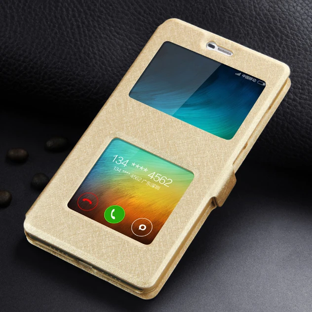 Leather Case For Xiaomi Redmi 3 Pro/Xiaomi Redmi 3S Phone With Window View High Quality Protector Flip Case