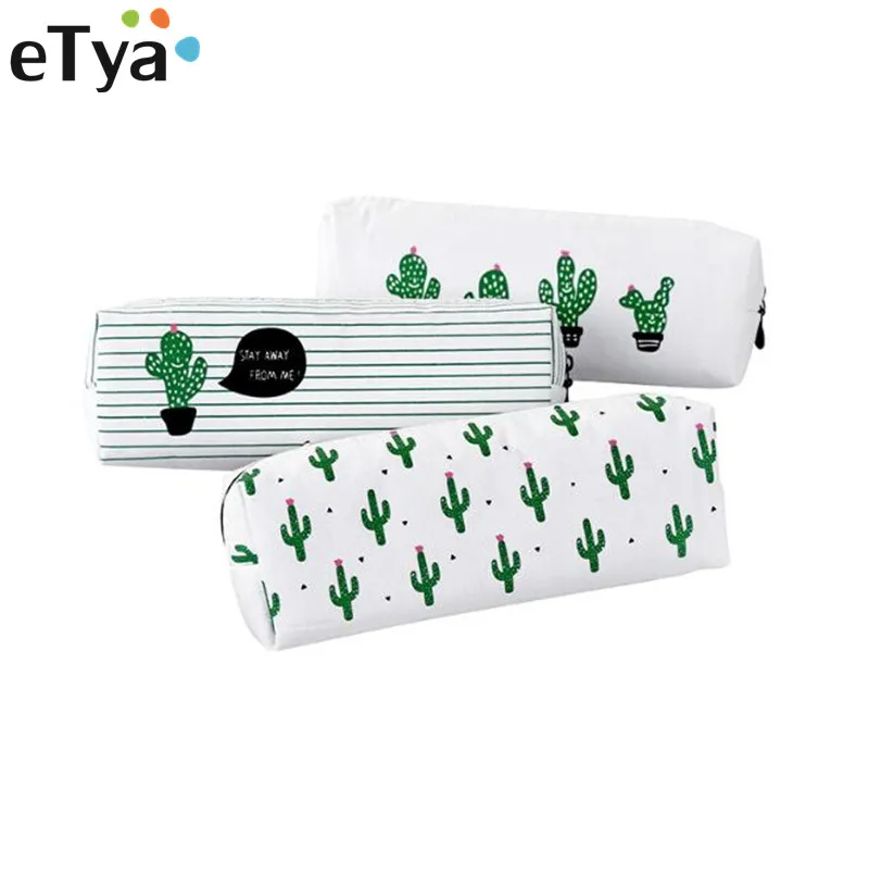 ETya النساء فتاة حقيبة مستحضرات تجميل صغيرة الطازجة قماش المكياج حقيبة ماكياج الحقيبة محفظة المنظم لطيف الصبار الطلاب قلم رصاص أكياس