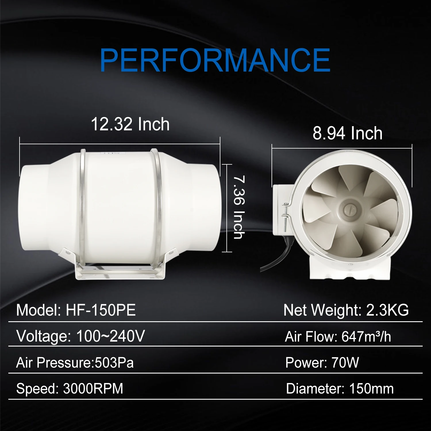 US $70.86 6Inline Duct Fan With Variable Speed Controller Ec Motor Ventilator 110v 240v Air Exhaust Fans For Carbon Filter Ventilation