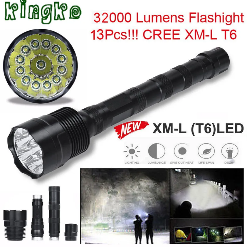 Высокое качество 32000 люмен 13x CREE XML T6 5 режимов 18650 супер яркий светодиодный фонарик