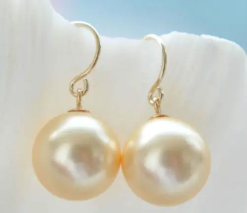

FREE SHIPPING>>> wb002 a pair 10-11mm AAA++ south sea round gold pearl earrings