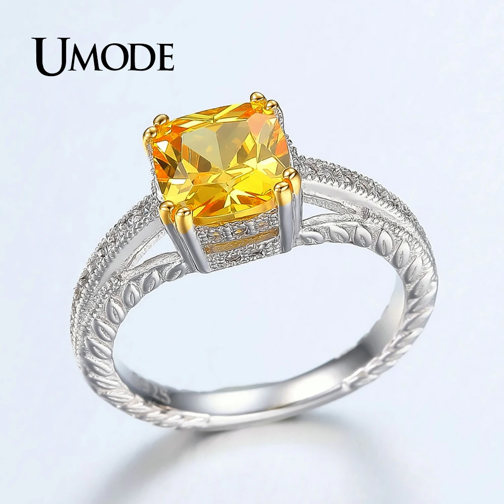 UMODE, новая мода, 925 пробы, серебряные кольца для женщин, трендовые, белое золото и золото, обручальные кольца, кольца Anillos Mujer ULR0394