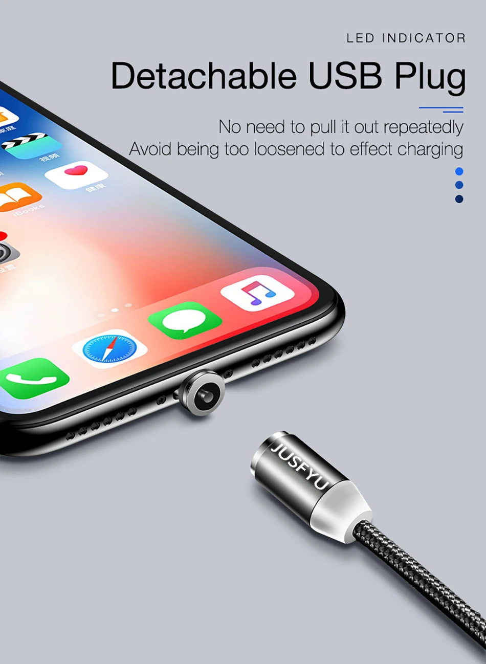 1 м/2 м светодиодный магнитный кабель Micro USB кабель usb type-C нейлоновый Плетеный Магнитный кабель type-C для зарядки iPhone samsung S10 S9
