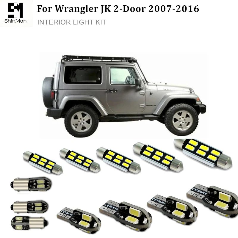 Us 10 32 13 Off Shinman 5x Error Free Led Interior Light Kit Package For Jeep Wrangler Jk 2 Door 2007 2016 Trunk Dome License Led In Signal Lamp