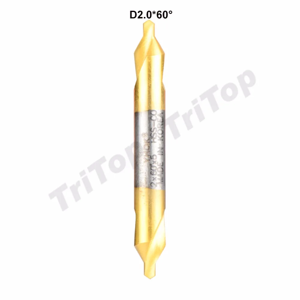 

5pcs/lot D2.0*60degree HSS high quality Containing cobalt golden coating center drill bit shank diameter 5mm 60 free shipping