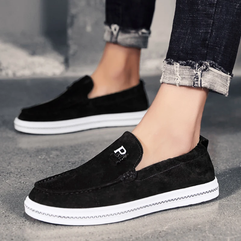 

2018 Men's Loafers Soft Sole Leather Emery Leather Gray Retro Korean Version of The Popular Shoes To Go with The Daily Loafers 5