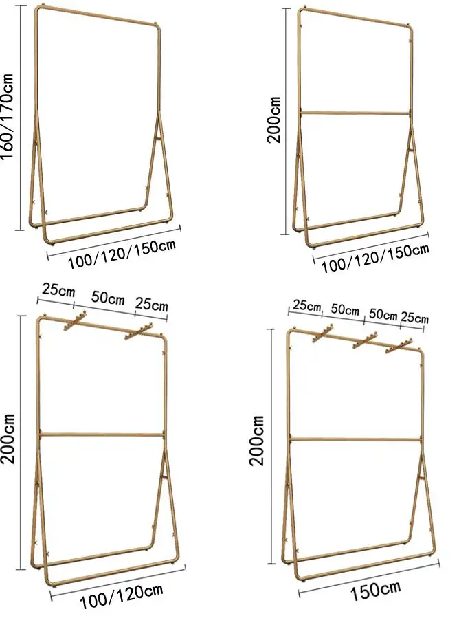 Золотой стеллаж для выставки товаров напольный настенный на передней панели с боковым креплением стеллаж для выставки товаров для магазинов одежды