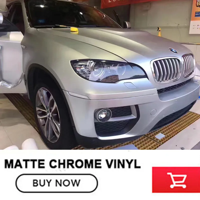 1 52m 20m High Quality Matte Chrome Satin Metallic Silver Vinyl Silver Satin Metal Wrap Roll