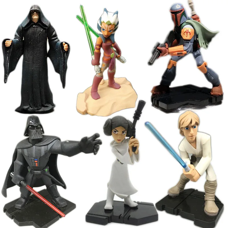

Star Wars Action Figure Toys Ahsoka Tano Darth Vader Luke Skywalker Leia Bounty Hunter Jango Fett Villain Palpatine Model