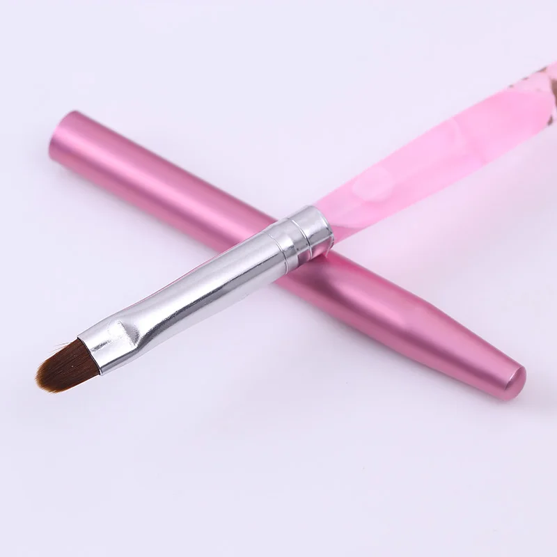 Розовый УФ-гель для дизайна ногтей Кисть ручка круглая головка с колпачком № 6 УФ-гель для ногтей кисти инструменты для маникюра 1 шт. аксессуары для маникюра