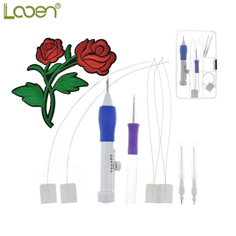 

Looen Punch Embroidery Needles Practical Women Embroidery Stitching Punch Pen Set Craft Tool With Flower Pattern For Mom Gift